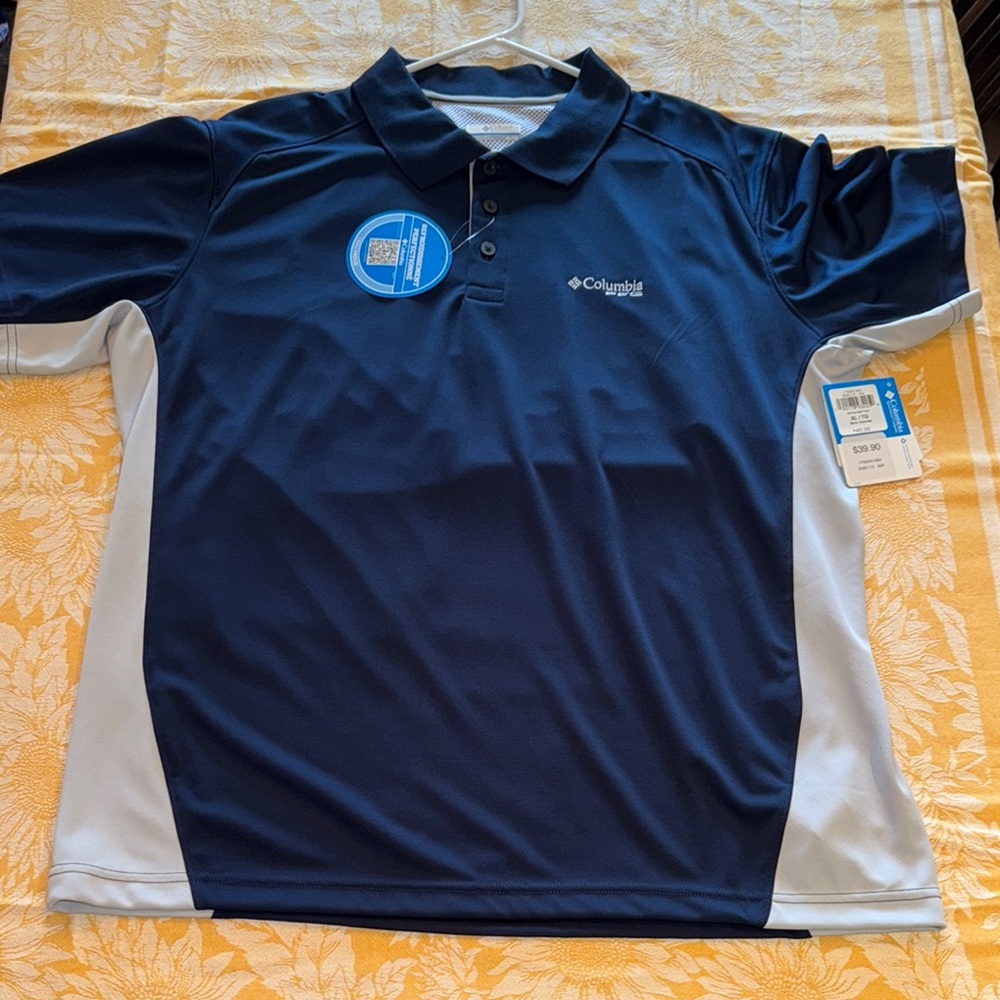 Columbia Navy and White Polo Shirt size XL NWT